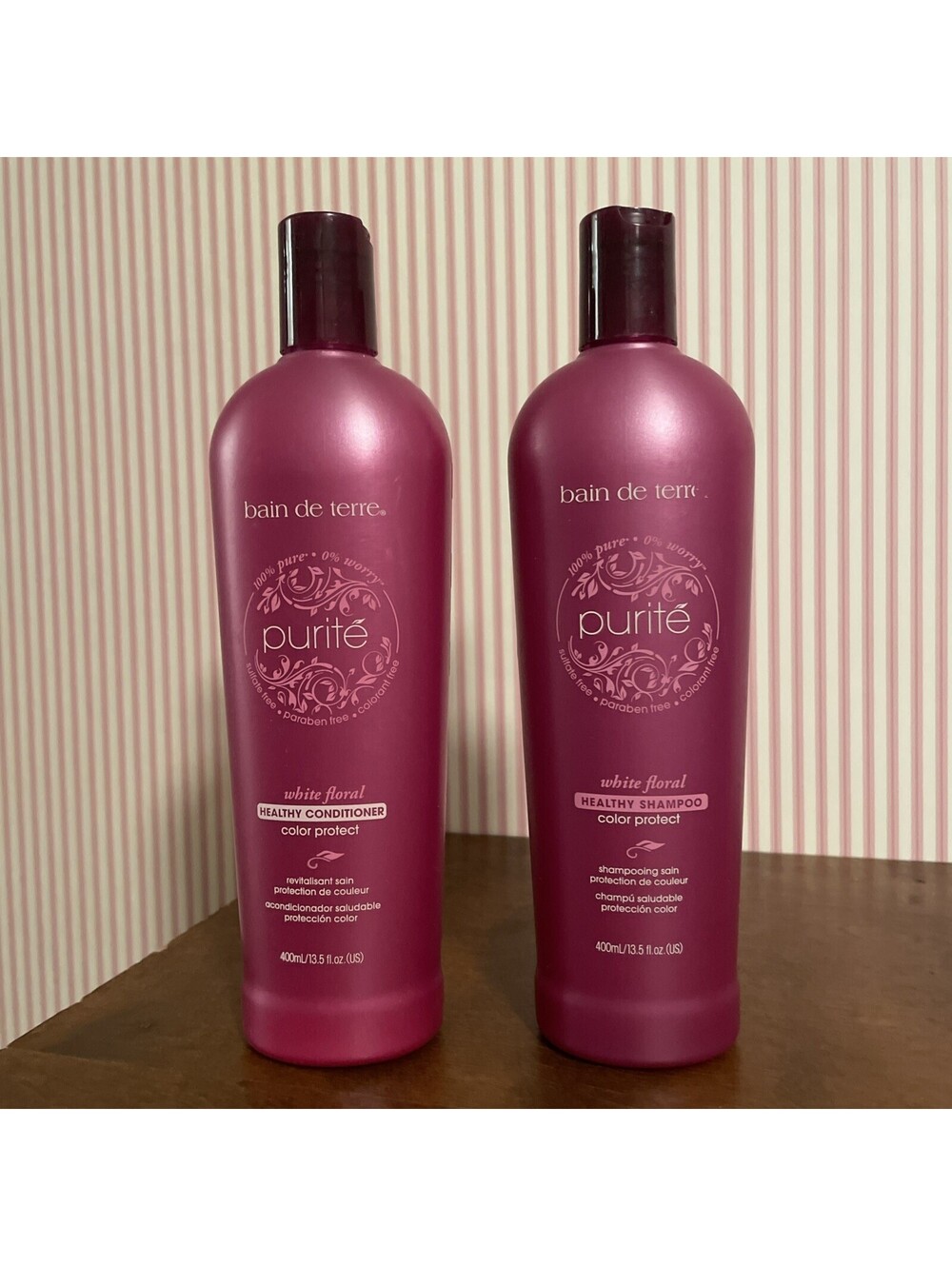 Bain De Terre Purite White Floral Color Protect Shampoo & Conditioner 13.5oz Duo